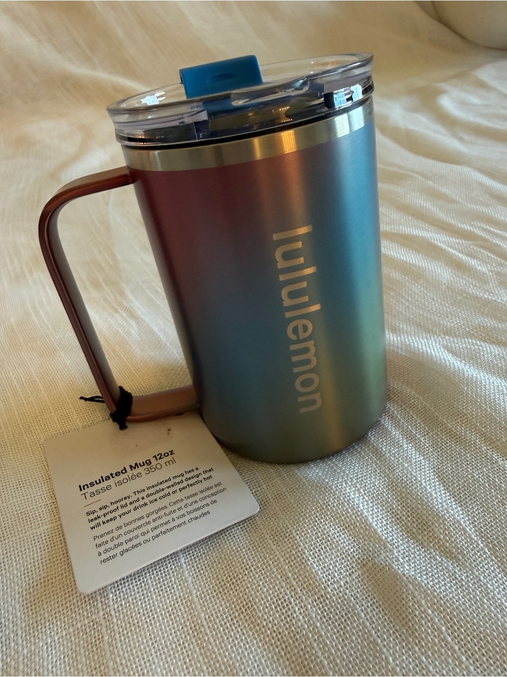 lululemon athletica Iridescent Blue-Green Insulated Mug with Copper Handle